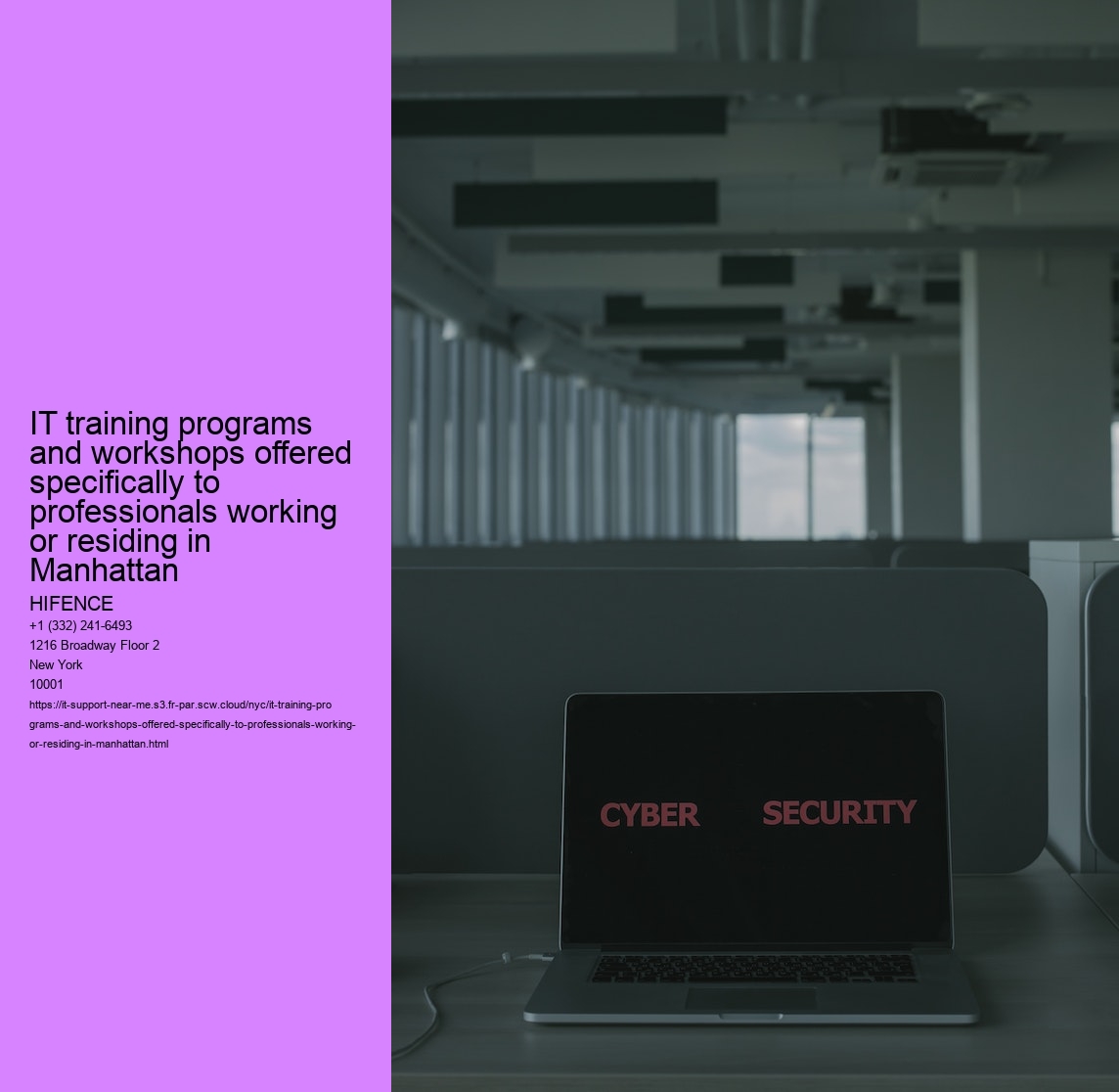 IT training programs and workshops offered specifically to professionals working or residing in Manhattan 